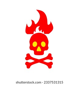 skull logo with fire burning on its head