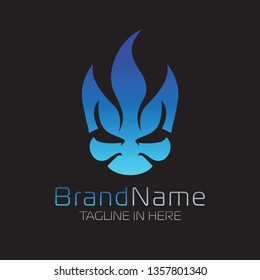 Skull logo forming fire symbol in black background