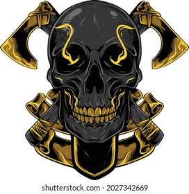 SKULL LOGO GOLD FIRE EPS