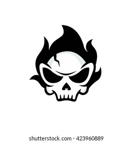 Skull logo with hair. Skull icon vector. Skull icon logo