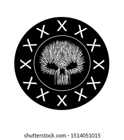 Skull logo, icon in Black circle  vector illustration 