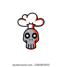 skull logo icon with chef hat