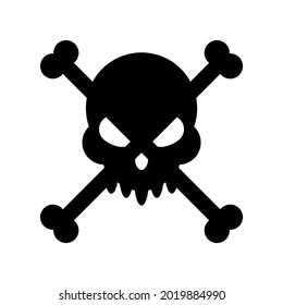 Skull logo, Skull icon, Skull with crossbones Halloween symbol vector illustration isolated on white background. EPS 10