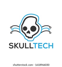 Skull logo, icon or skull illustration, vector of skeleton. skull tech creative design.
