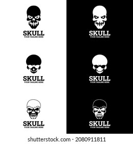 Skull logo, icon or skull illustration, vector of skeleton. suitable for company logo, print, digital, icon, apps, and other marketing material purpose. Skull logo set