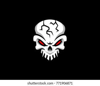 Skull logo, icon or skull illustration with wings, vector of skeleton.