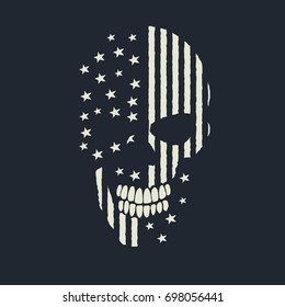 skull logo like the USA flag.Vector prints design for t-shirts or other apparel