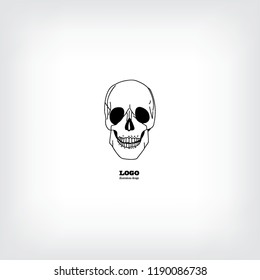 Skull logo linear. Human skull logo