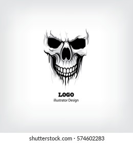 Skull logo linear. Human skull logo