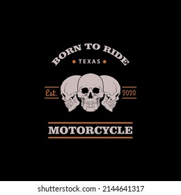 skull logo for motorcycle club vector illustration vintage style design