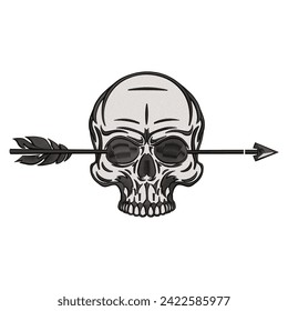 skull logo pierced by arrow vector using embroidery art