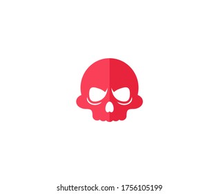 Icono del vector rojo del logotipo del cráneo 
