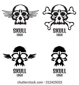 Skull logo set. Human skulls set