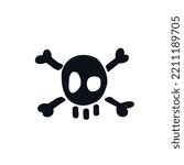Skull logo sign Bones icon Hand drawn ink sketch Scary cute doodle modern design Abstract cartoon character style Fashion print clothes apparel greeting invitation card cover flyer poster banner ad