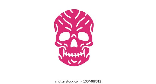 Skull logo. Simple cartoon design icon, emblem. Realistic silhouette. Flat style vector illustration.