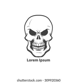 skull logo, simple illustration, danger idea, hard rock music, tattoo concept