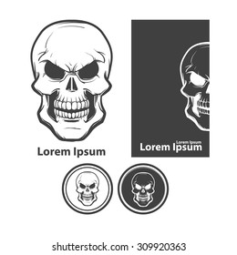 skull logo, simple illustration, danger idea, hard rock music, tattoo concept, logo and elements
