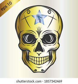 Skull logo. Skull with star logo on its forehead