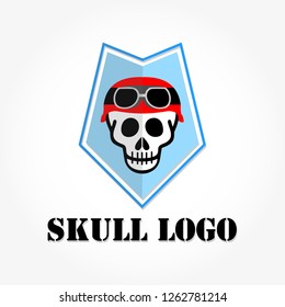 skull logo template design with shadow effect