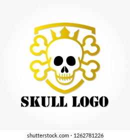 skull logo template design with shadow effect