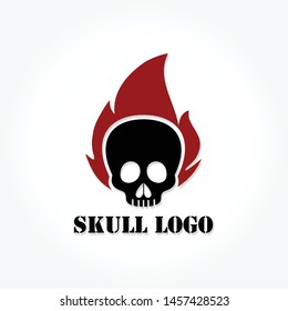 skull logo template design with shadow effect