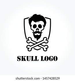 skull logo template design with shadow effect