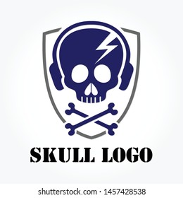 skull logo template design with shadow effect