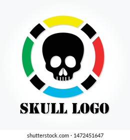 skull logo template design with shadow effect