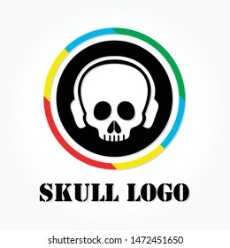 skull logo template design with shadow effect