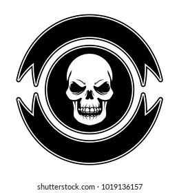 Skull Logo Template Ribbon Vector