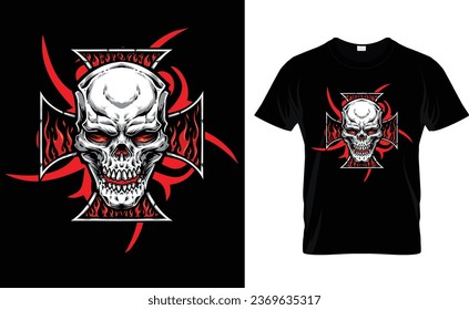 Skull logo t-shirt design.Colorful and fashionable t-shirt design for men and wo men.