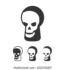 Calavera mirando a través de un ojo de cerradura. Horror o concepto secreto. Conjunto de iconos con estilos diferentes. Ilustración vectorial en estilo plano.