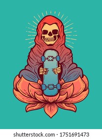 skull lotus vector apparel design