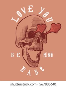 skull in love grunge lettering - in the middle of chaos there was you