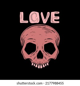 Skull Love illustration for tshirt jacket hoodie can be used for stickers etc