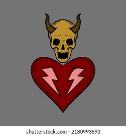 skull love illustration vector for print on tshirt, poster, logo, stickers etc