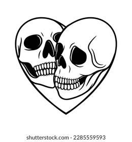 Skull in love tattoo isolated vector