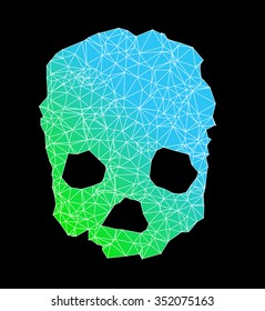 Skull low poly on a black background.