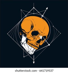 skull with low-poly jaw