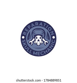 Skull machine Vector Design logo Badge retro Emblem For t-shirt design, bike shop and motorcycle club