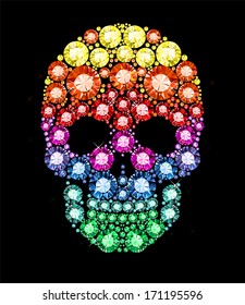 skull made of colored gems svg