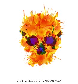 Skull made of colorful splashes
