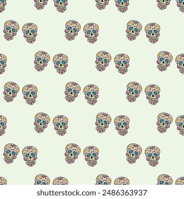 Skull Magic Seamless Vector Pattern Design