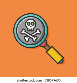 skull Magnifier flat icon