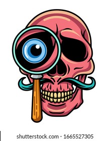 Skull magnifying glass  t shirt vector design