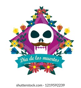 skull man with flowers to day of the dead