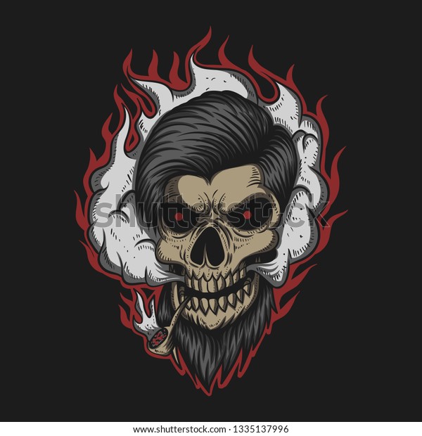 Skull Man Smoke Vector Illustration Your Stock Vector (Royalty Free ...