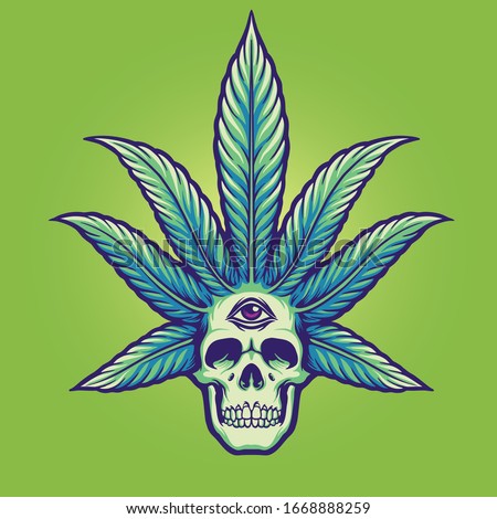 skull marijuana head illustration design