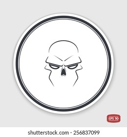 Skull - a mark of the danger warning. Made in vector. Emblem or label with shadow.