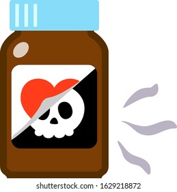 Skull mark hidden under the label on a bottle